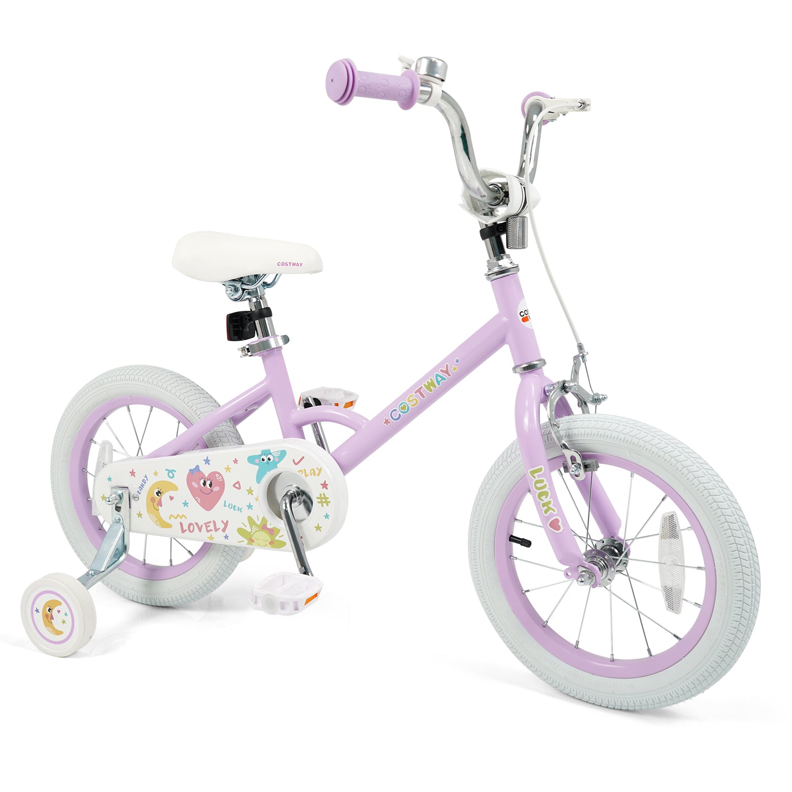 14 Inch Kids Bike Adjustable for 3-8 Years Old Children Purple - Stars & Moon, Purple Kids Bike Purple at Gallery Canada