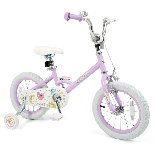 14 Inch Kids Bike Adjustable for 3-8 Years Old Children Purple - Stars & Moon, Purple
