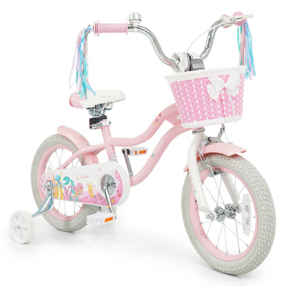 14 Inch Kids Bike Adjustable with Basket and Streamers for Girls Aged 3-5 Years Old Pink, Pink Kids Bike Pink at Gallery Canada