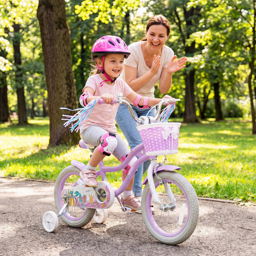 14 Inch Kids Bike, Adjustable, Princess Of The Sea Theme, Purple