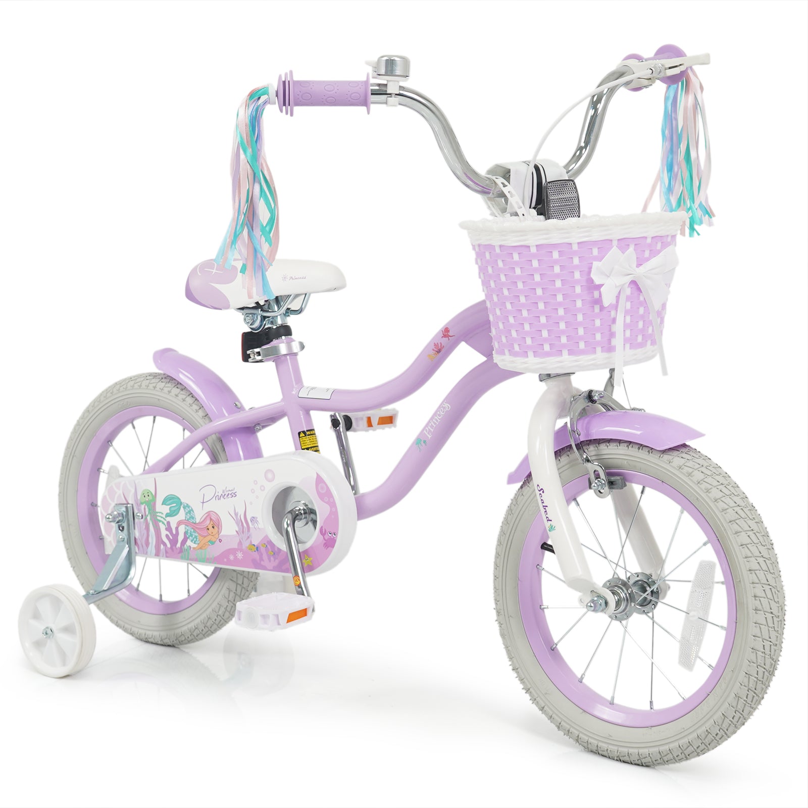 14 Inch Kids Bike, Adjustable, Princess Of The Sea Theme, Purple Kids Bike at Gallery Canada