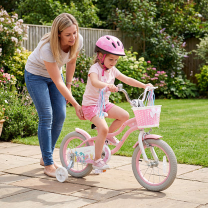 14 Inch Kids Bike Adjustable with Basket and Streamers for Girls Aged 3-5 Years Old Pink, Pink Kids Bike at Gallery Canada
