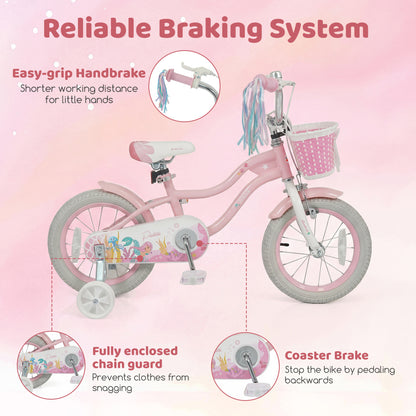 14 Inch Kids Bike Adjustable with Basket and Streamers for Girls Aged 3-5 Years Old Pink, Pink Kids Bike at Gallery Canada