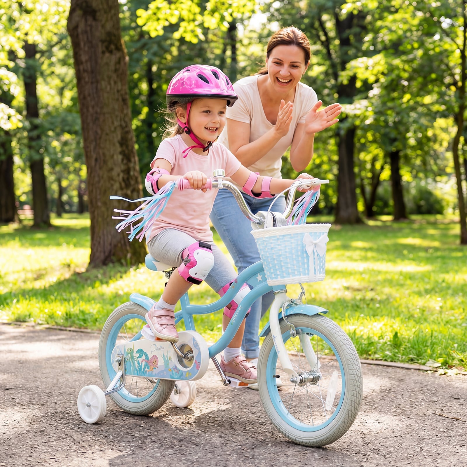 14 Inch Kids Bike, Adjustable With Basket, Princess Of The Sea Theme, Blue Kids Bike at Gallery Canada