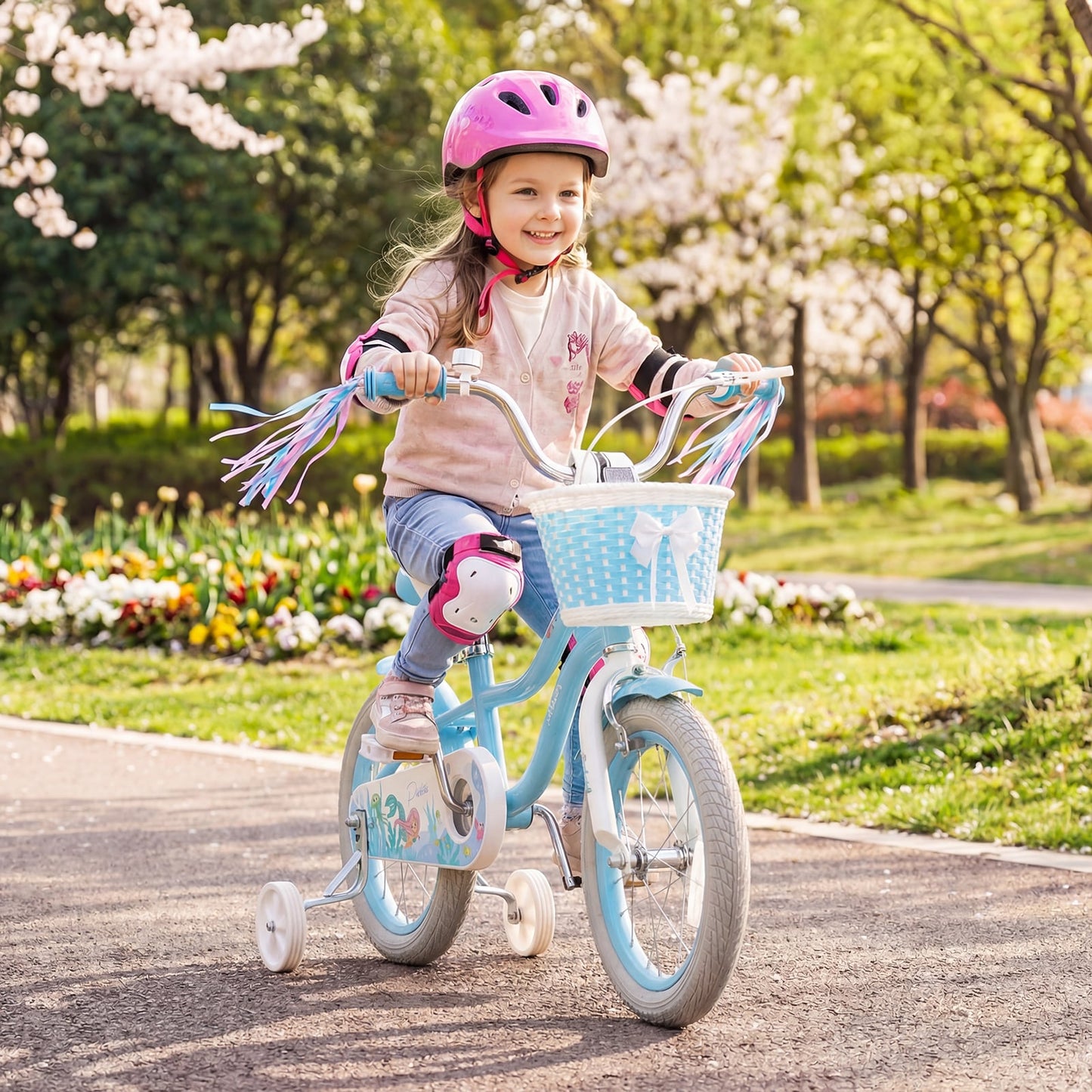 14 Inch Kids Bike, Adjustable With Basket, Princess Of The Sea Theme, Blue Kids Bike at Gallery Canada