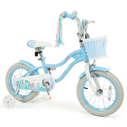 14 Inch Kids Bike, Adjustable With Basket, Princess Of The Sea Theme, Blue Kids Bike Blue at Gallery Canada