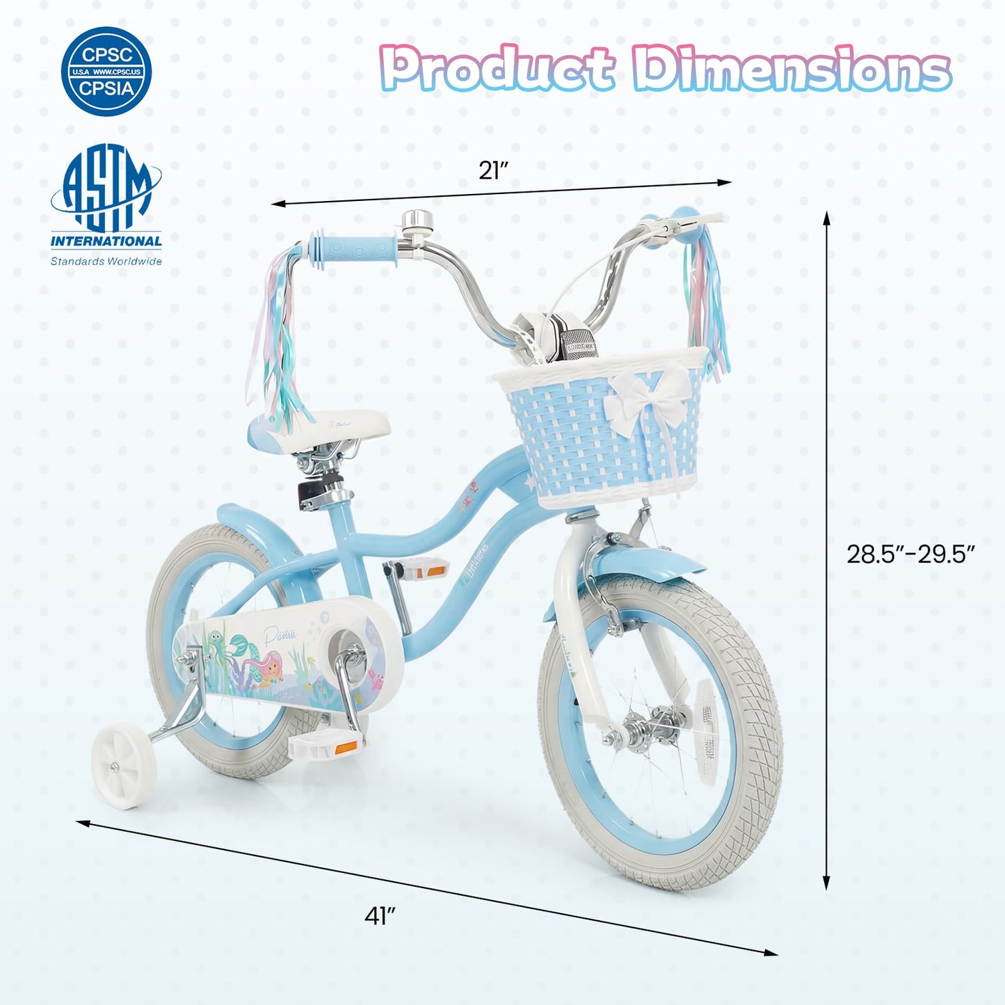 14 Inch Kids Bike, Adjustable With Basket, Princess Of The Sea Theme, Blue Kids Bike at Gallery Canada