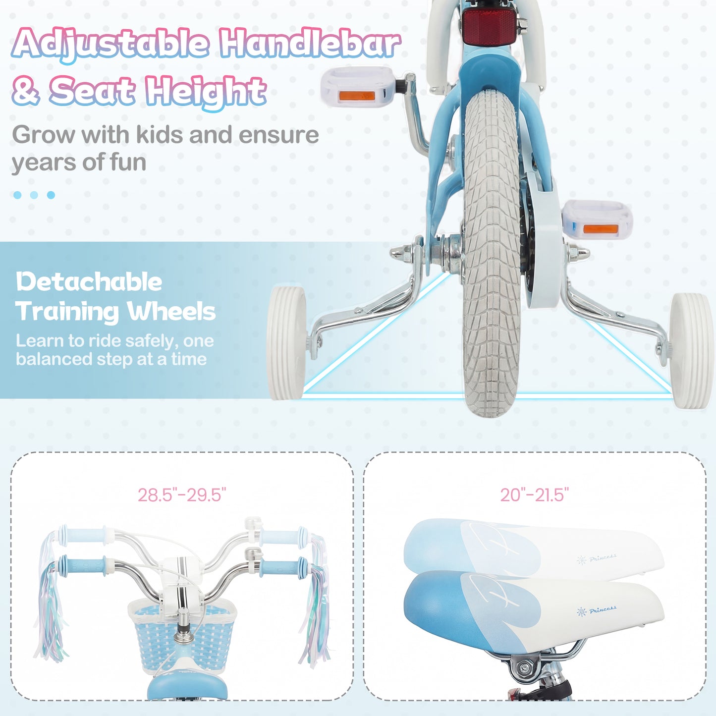 14 Inch Kids Bike, Adjustable With Basket, Princess Of The Sea Theme, Blue Kids Bike at Gallery Canada