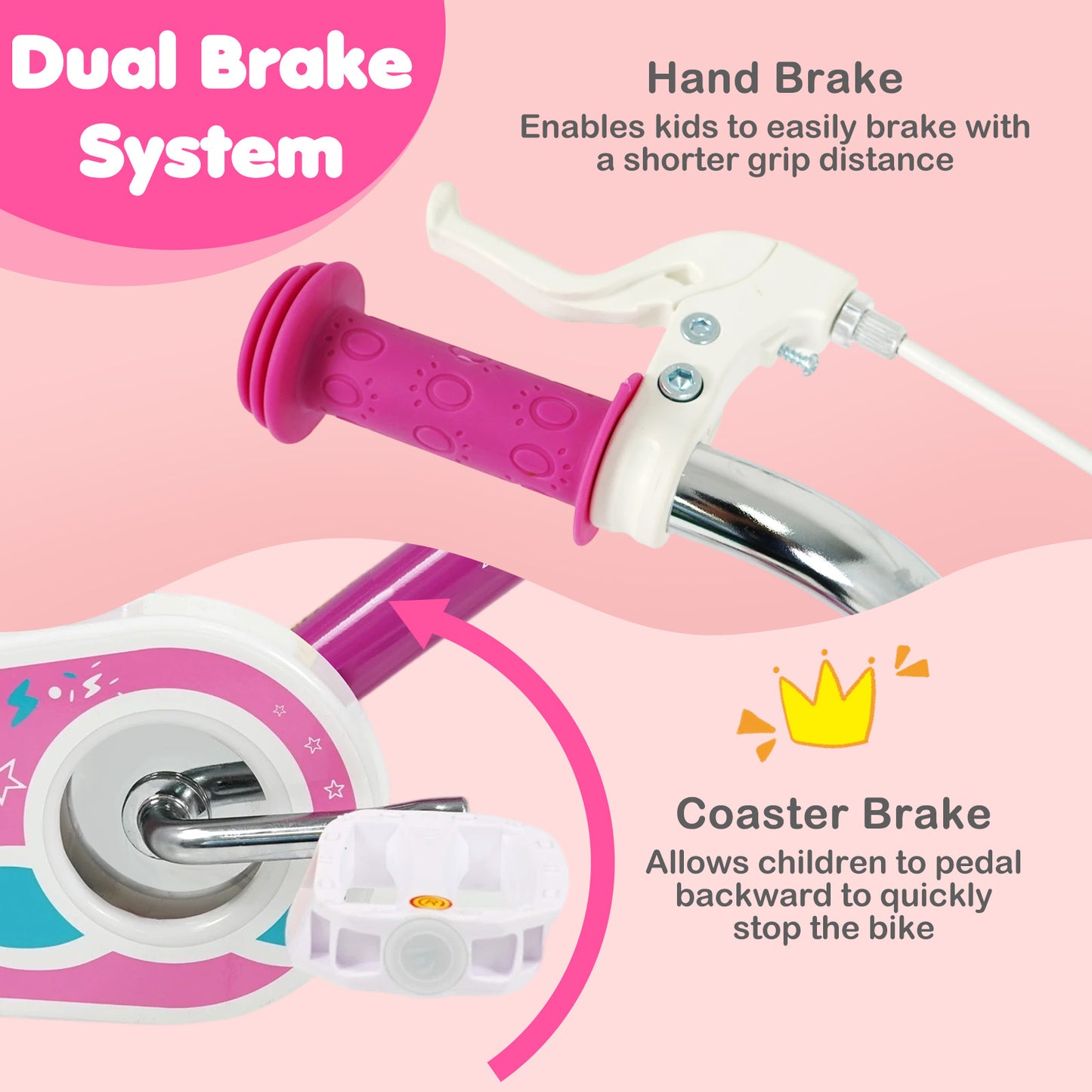 14 Inch Kids Bike for Aged 3-8 Years Old with Adjustable Handlebar Pink- Starlight Wave, Pink Kids Bike at Gallery Canada