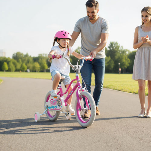 14 Inch Kids Bike, Adjustable Handlebar, Starlight Wave, Pink