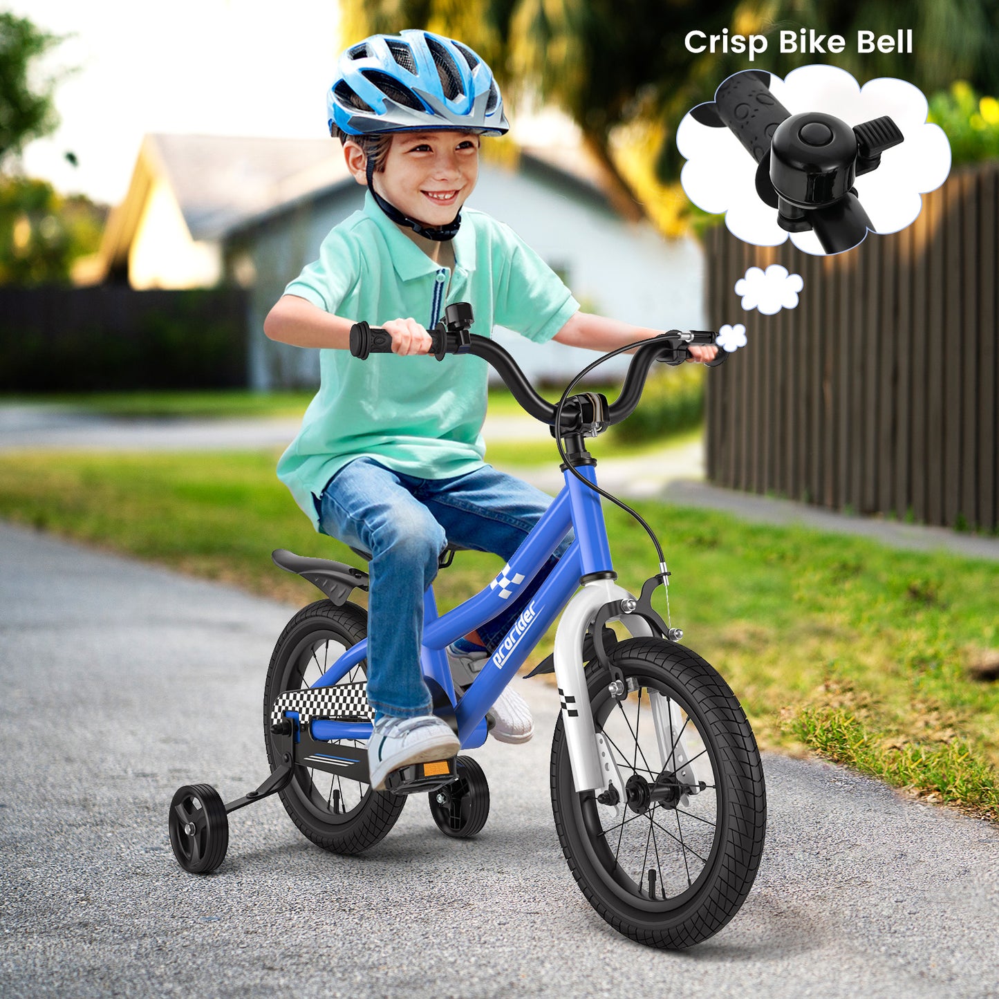 14 Inch Kids Bike with 2 Training Wheels for 3-5 Years Old, Navy Kids Bike at Gallery Canada