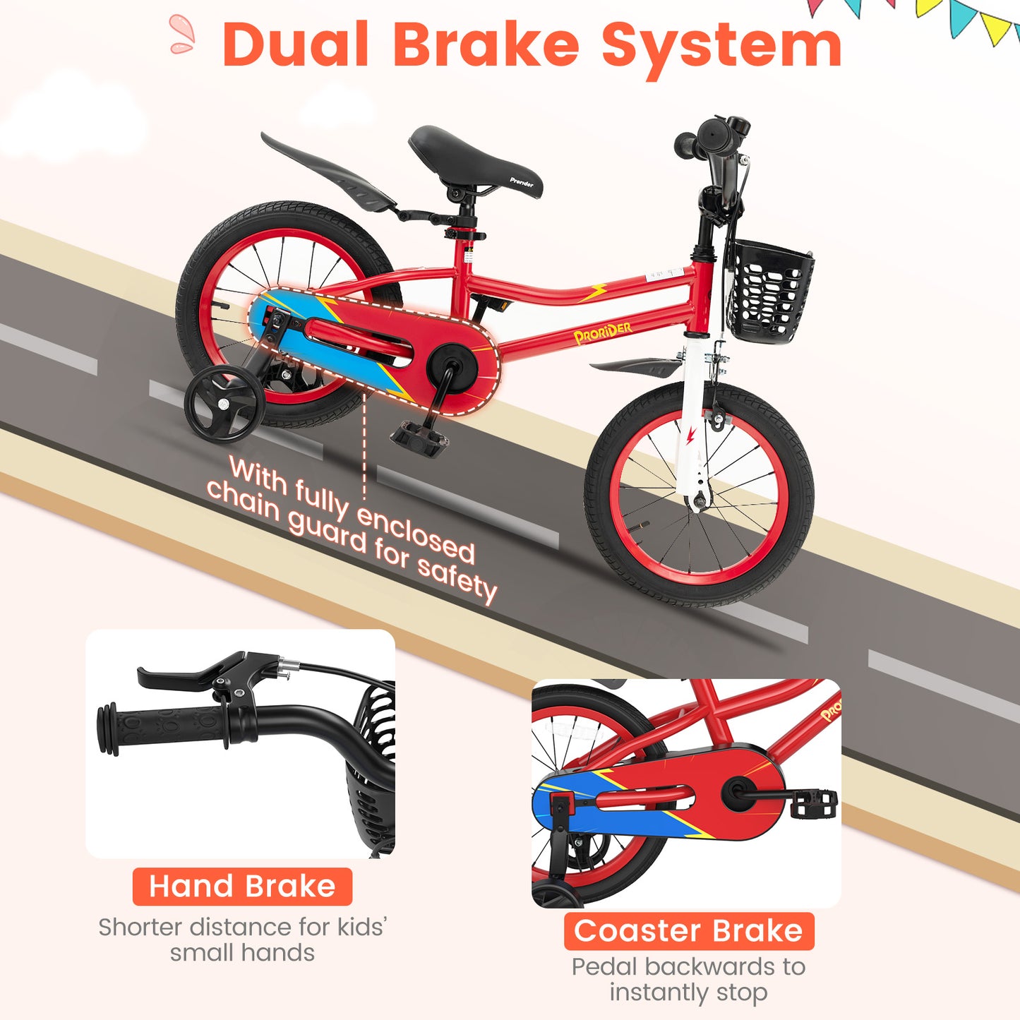 14 Inch Kids Bike with 2 Training Wheels for 3-5 Years Old, Red Kids Bike at Gallery Canada