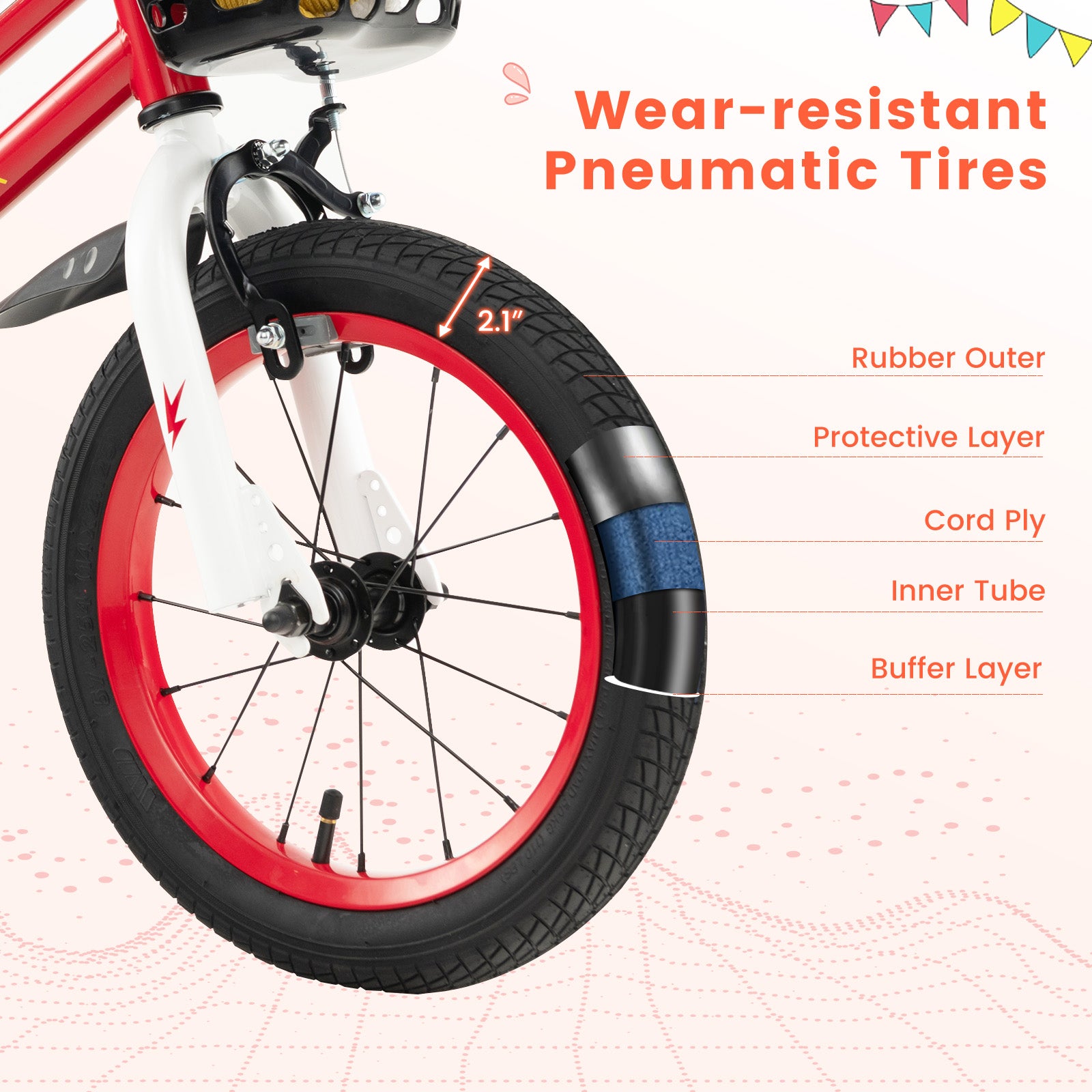 14 Inch Kids Bike with 2 Training Wheels for 3-5 Years Old, Red Kids Bike at Gallery Canada