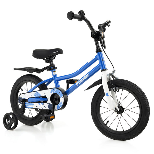 14 Inch Kids Bike, With Training Wheels For 3-5 Years, Blue