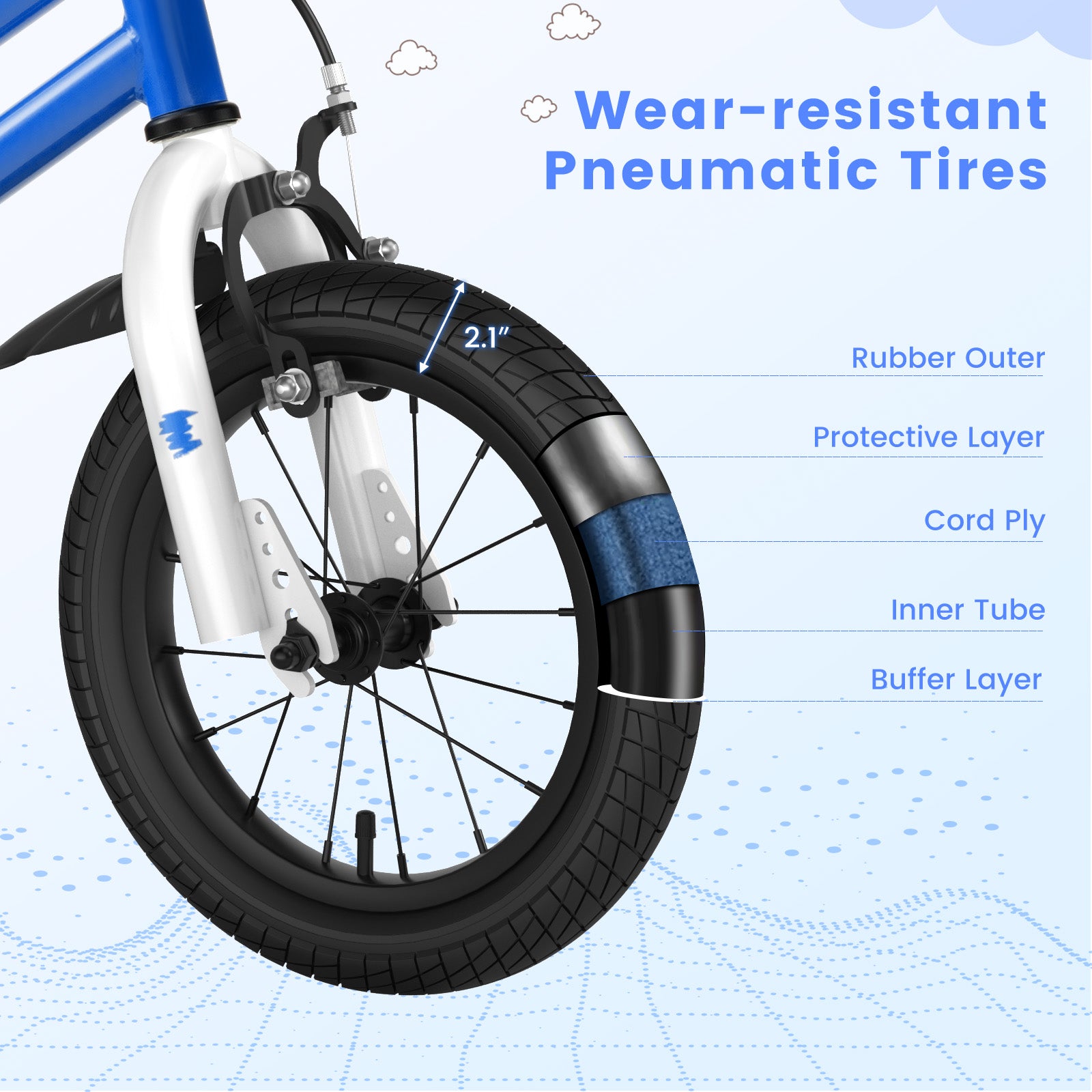 14 Inch Kids Bike with 2 Training Wheels for 3-5 Years Old, Blue Kids Bike at Gallery Canada