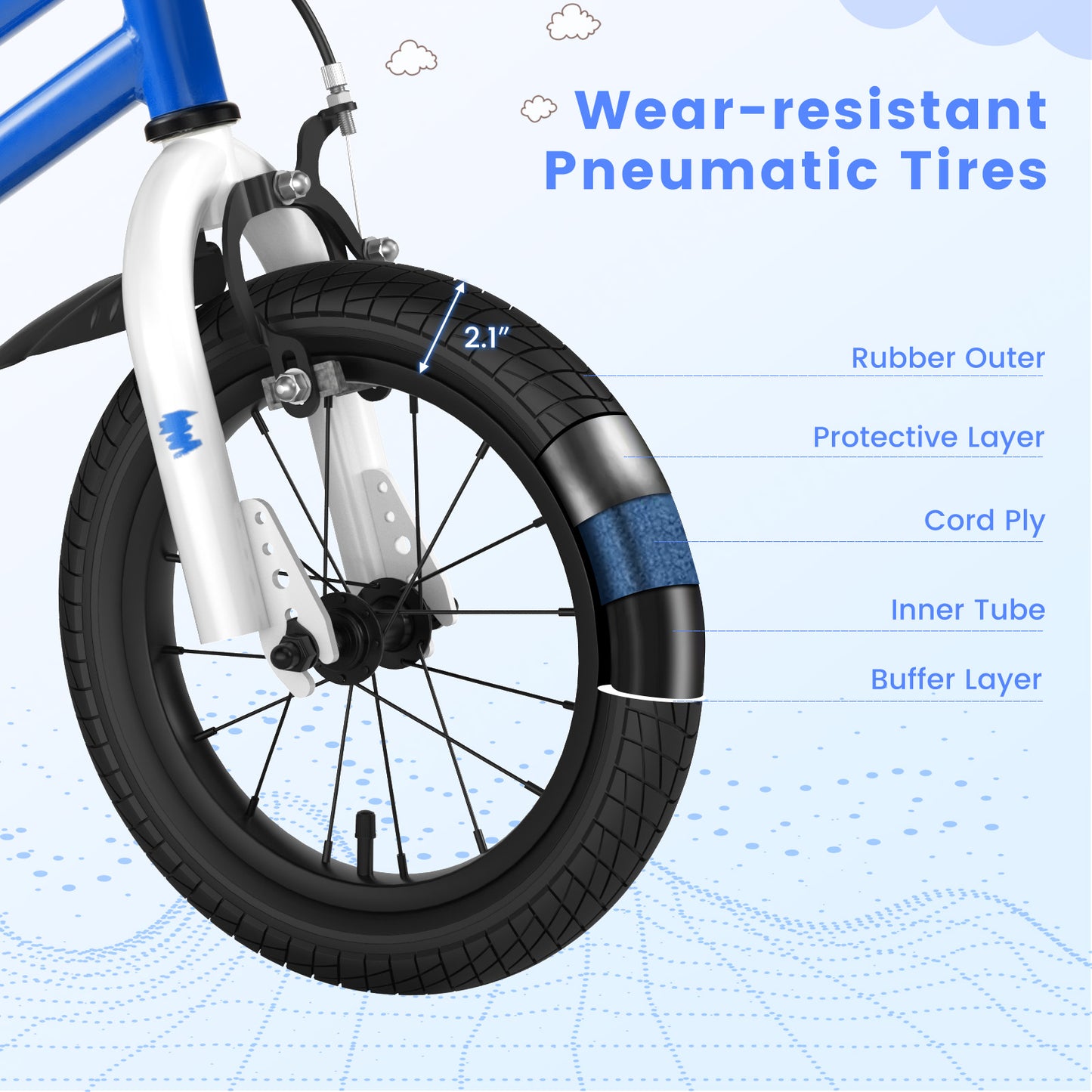 14 Inch Kids Bike with 2 Training Wheels for 3-5 Years Old, Blue Kids Bike at Gallery Canada