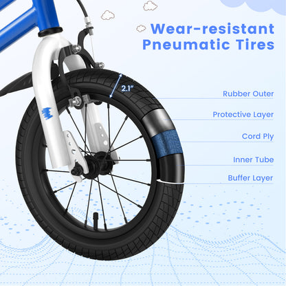 14 Inch Kids Bike with 2 Training Wheels for 3-5 Years Old, Blue Kids Bike at Gallery Canada