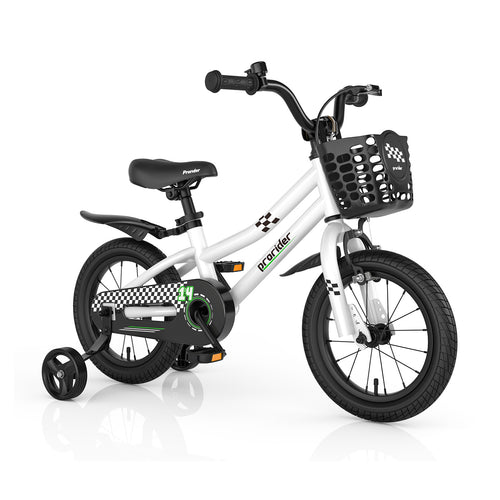 14 Inch Kids Bike, Training Wheels, 3-5 Years Old, Black White