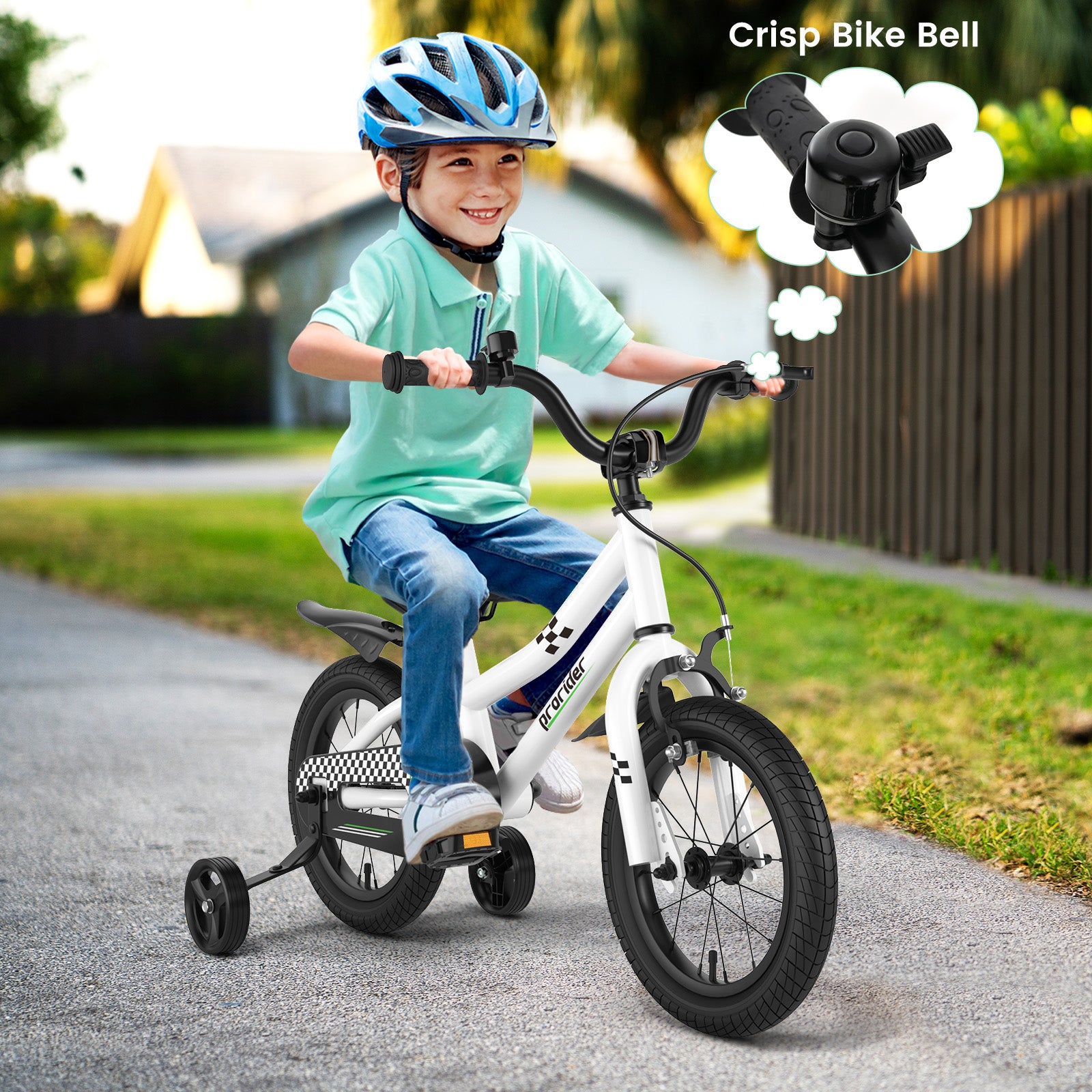 14 Inch Kids Bike with 2 Training Wheels for 3-5 Years Old, Black & White Kids Bike at Gallery Canada