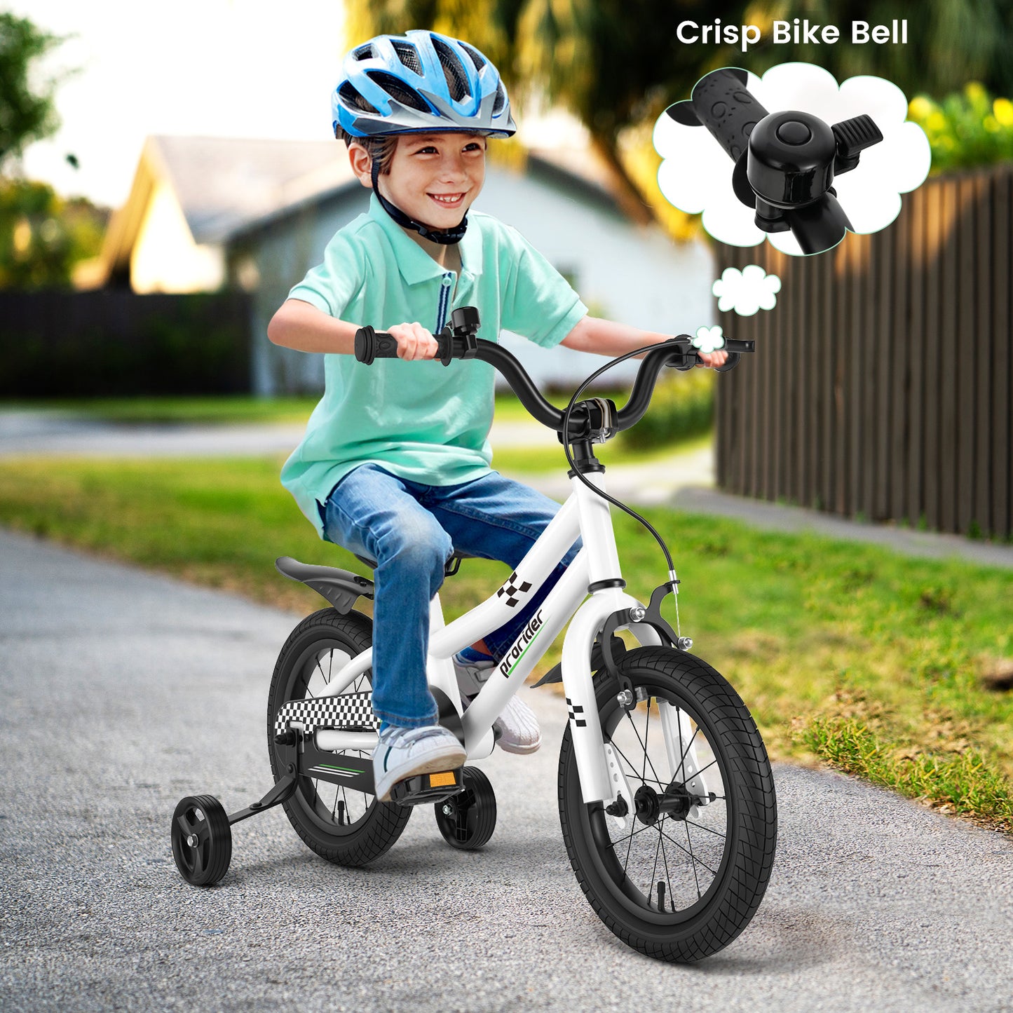 14 Inch Kids Bike with 2 Training Wheels for 3-5 Years Old, Black & White Kids Bike at Gallery Canada