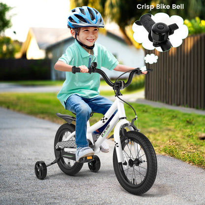 14 Inch Kids Bike with 2 Training Wheels for 3-5 Years Old, Black & White Kids Bike at Gallery Canada