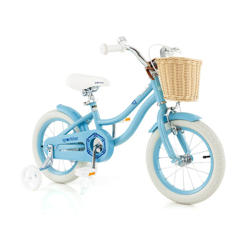 14-Inch Kids Bike with Training Wheels and Adjustable Handlebar Seat, Blue