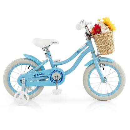 14-Inch Kids Bike with Training Wheels and Adjustable Handlebar Seat, Blue Kids Bike at Gallery Canada
