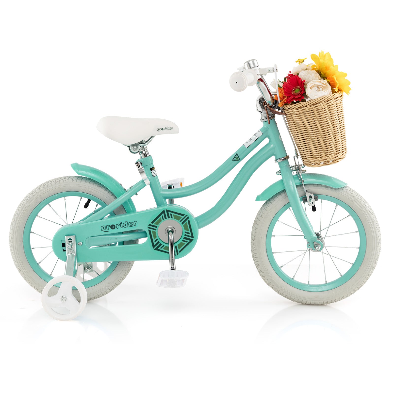 14-Inch Kids Bike with Training Wheels and Adjustable Handlebar Seat, Green Kids Bike at Gallery Canada