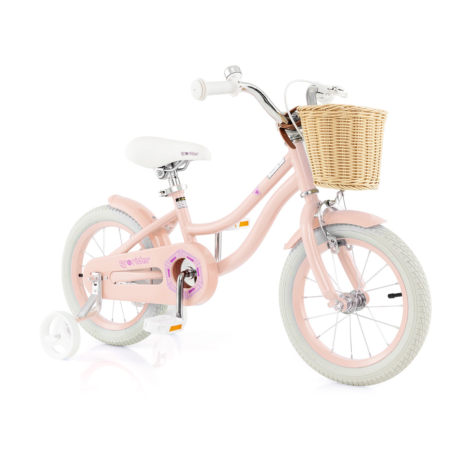 14-Inch Kids Bike with Training Wheels and Adjustable Handlebar Seat, Pink Kids Bike Pink at Gallery Canada