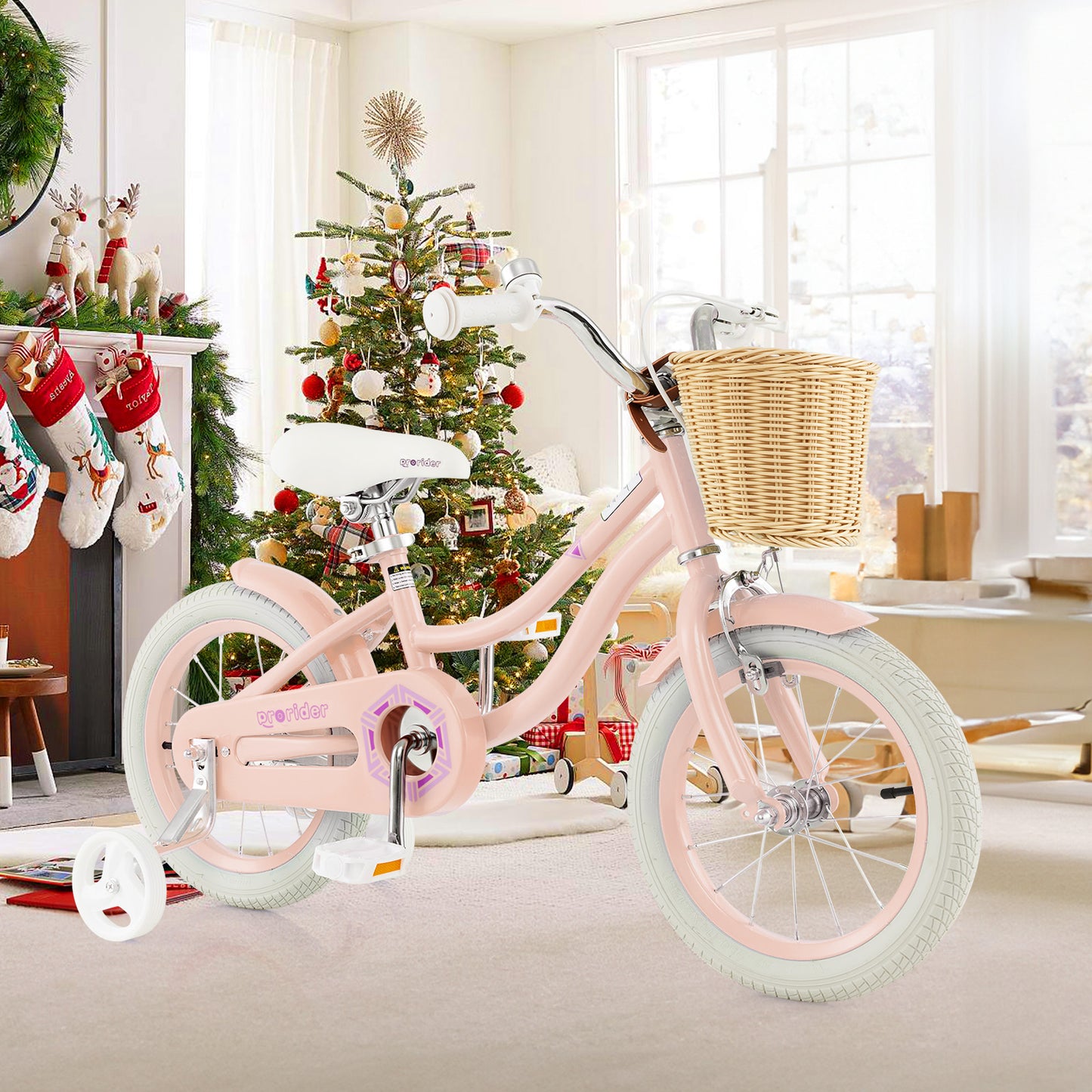 14-Inch Kids Bike with Training Wheels and Adjustable Handlebar Seat, Pink Kids Bike at Gallery Canada