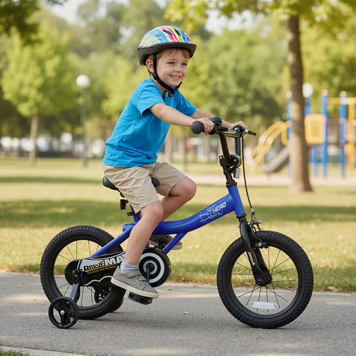 14-Inch Kids Bike with Removable Training Wheels Navy - Brave Hero, Navy