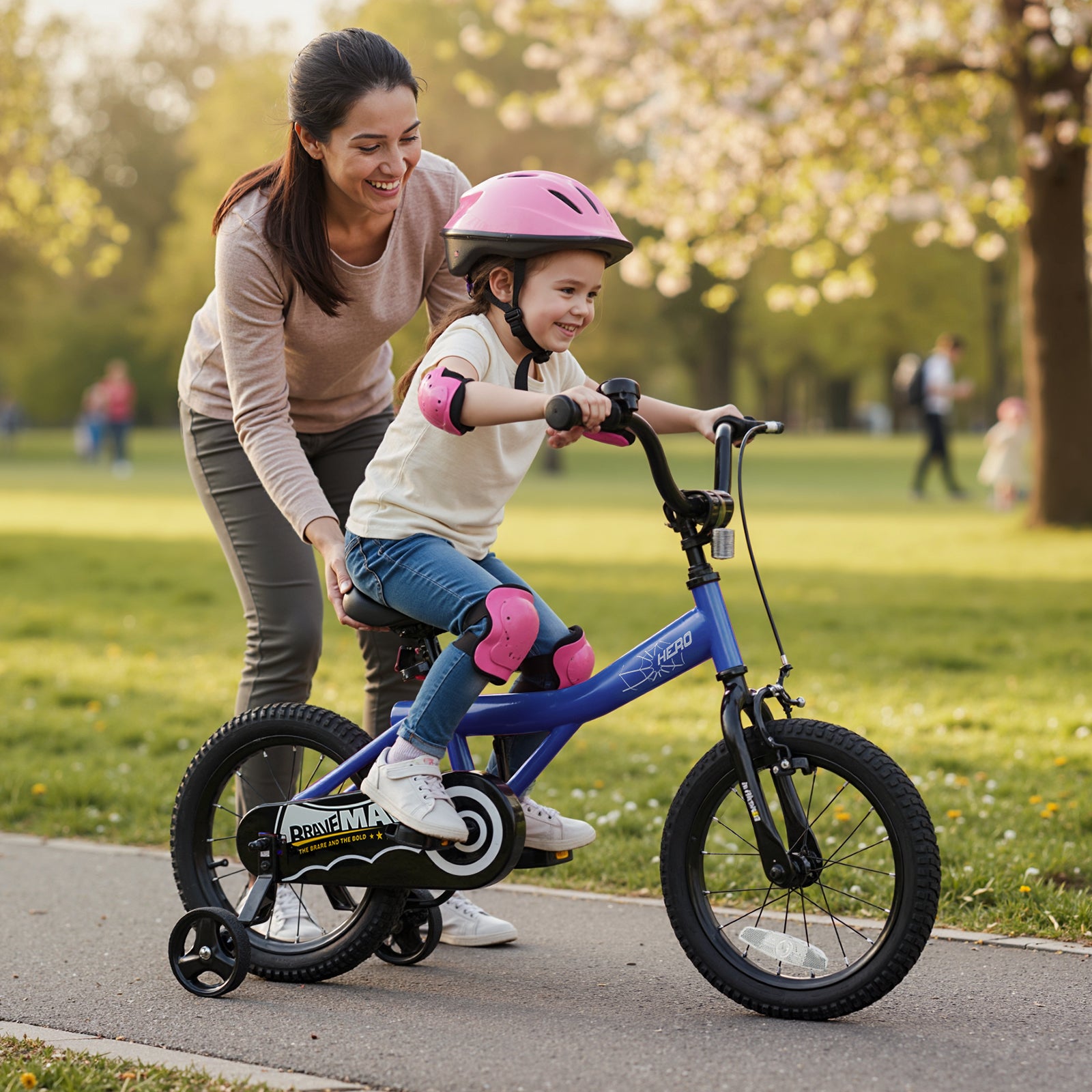 14-Inch Kids Bike with Removable Training Wheels Navy - Brave Hero, Navy Kids Bike at Gallery Canada