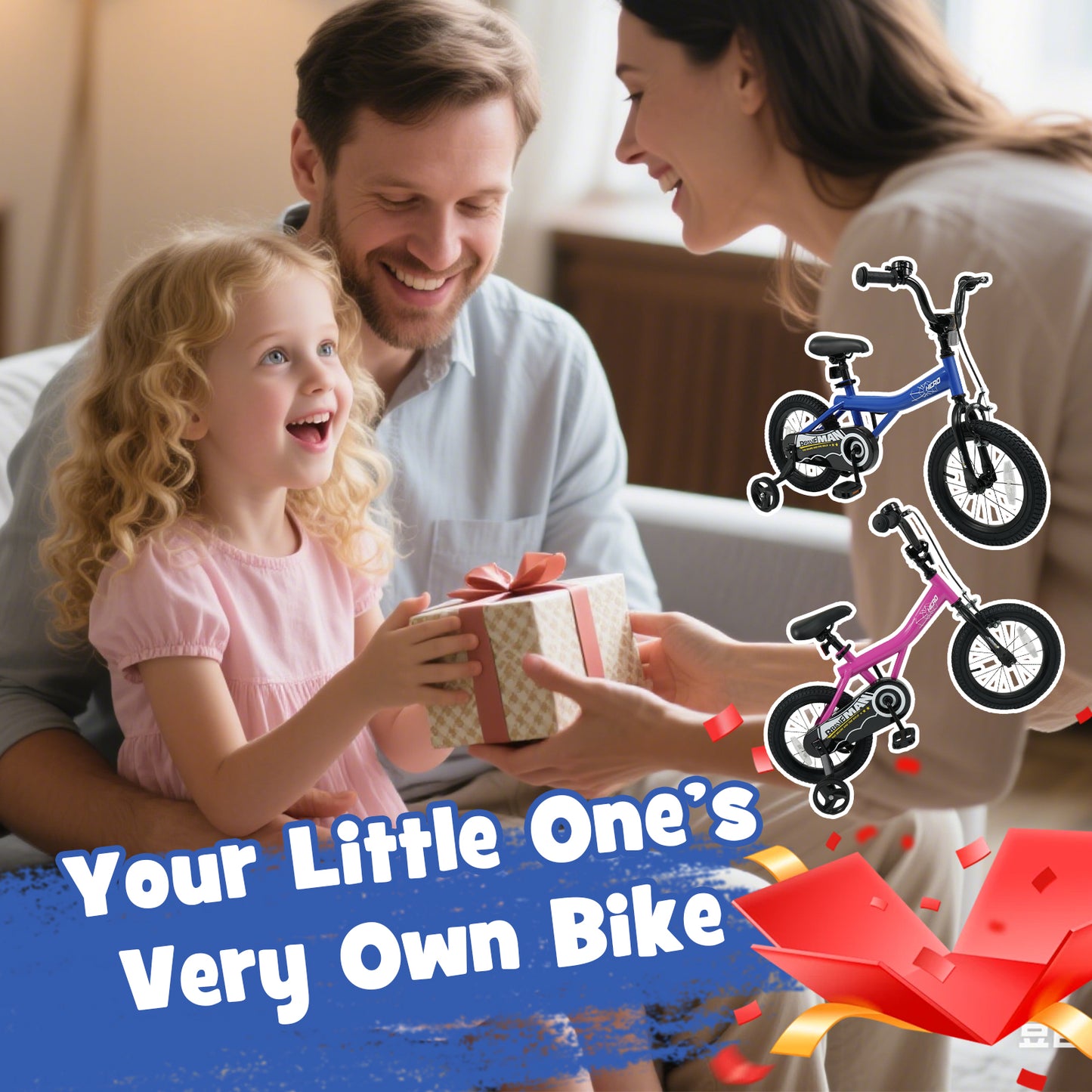 14-Inch Kids Bike with Removable Training Wheels Navy - Brave Hero, Navy Kids Bike at Gallery Canada