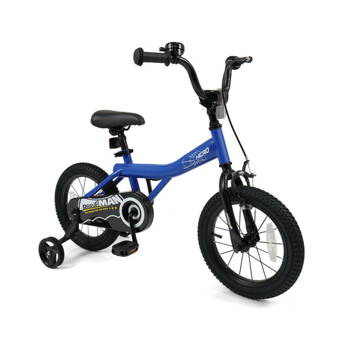 14-Inch Kids Bike with Removable Training Wheels Navy - Brave Hero, Navy