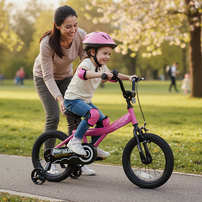 14-Inch Kids Bike with Removable Training Wheels Pink-Brave Hero Scooters at Gallery Canada