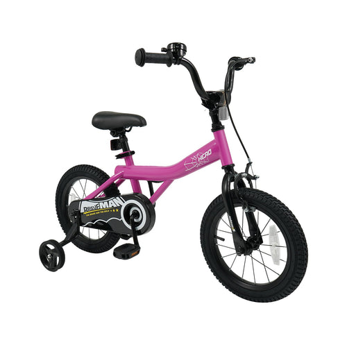 14-Inch Kids Bike with Removable Training Wheels Pink-Brave Hero