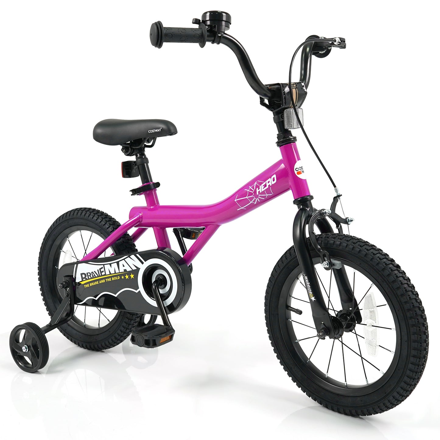 14-Inch Kids Bike with Removable Training Wheels Pink-Brave Hero Scooters at Gallery Canada