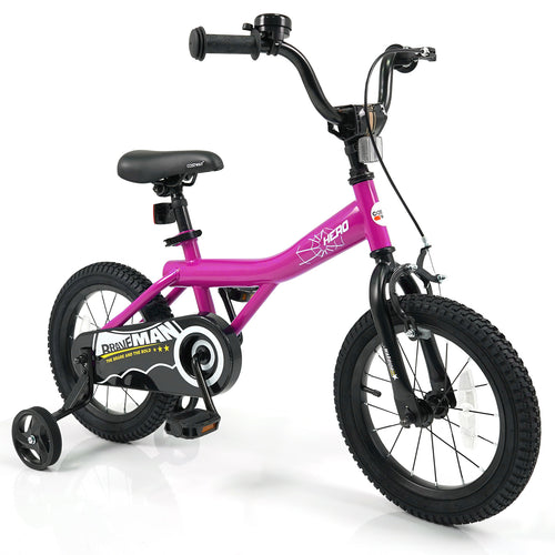 14-Inch Kids Bike with Removable Training Wheels Pink-Brave Hero