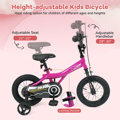 14-Inch Kids Bike with Removable Training Wheels Pink-Brave Hero Scooters at Gallery Canada