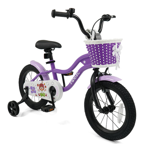 14 Inch Kids Bike with Training Wheels for Aged 3-5 Years Old - Magic Purple, Purple
