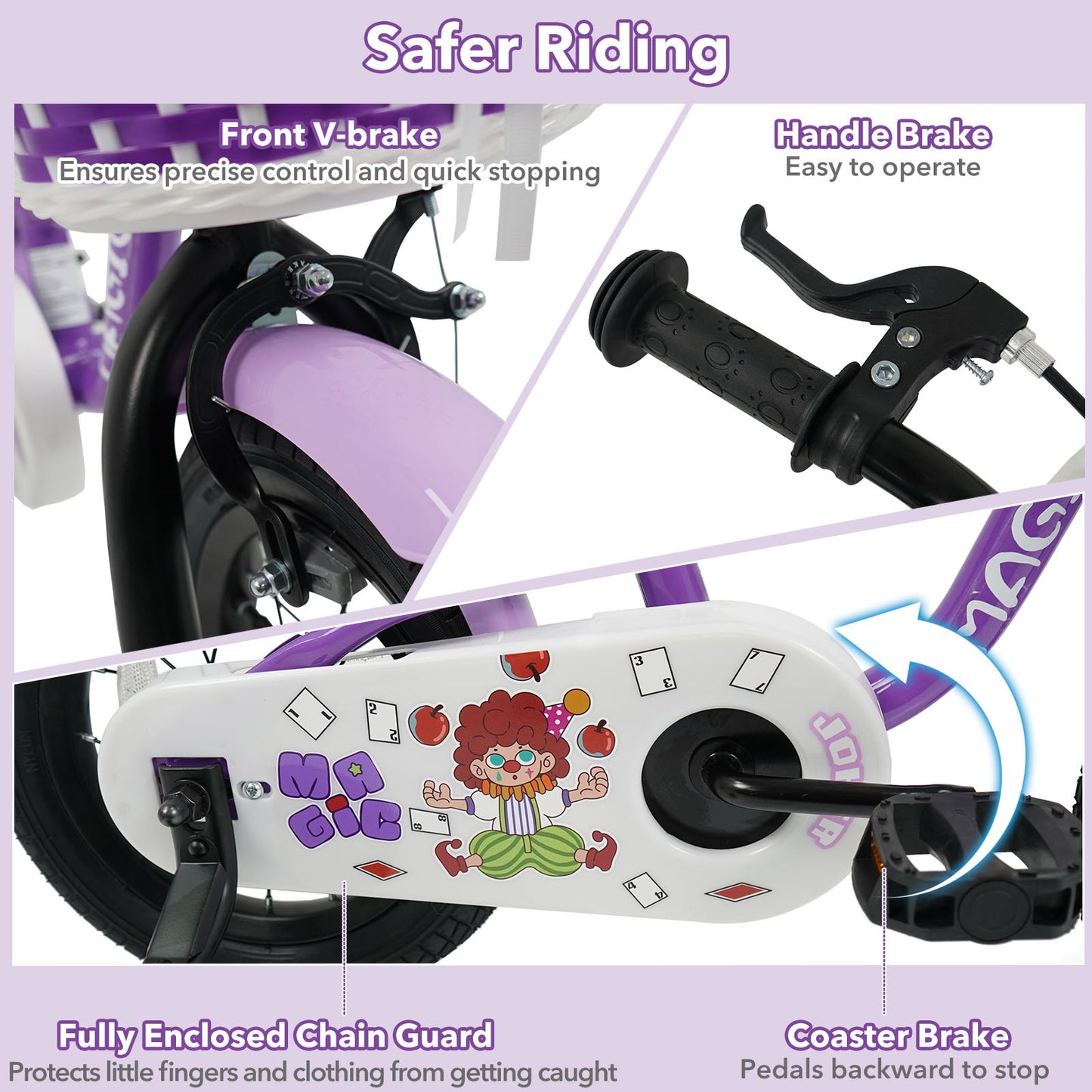 14 Inch Kids Bike with Training Wheels for Aged 3-5 Years Old - Magic Purple, Purple Kids Bike at Gallery Canada