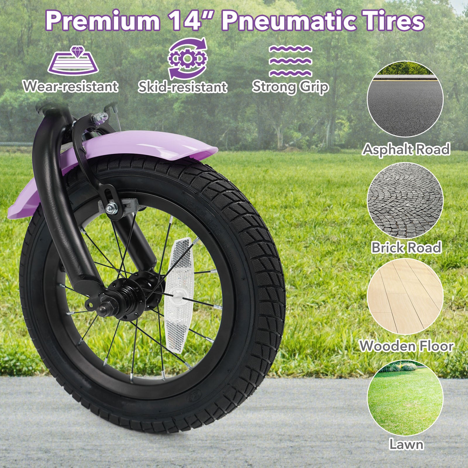 14 Inch Kids Bike with Training Wheels for Aged 3-5 Years Old - Magic Purple, Purple Kids Bike at Gallery Canada
