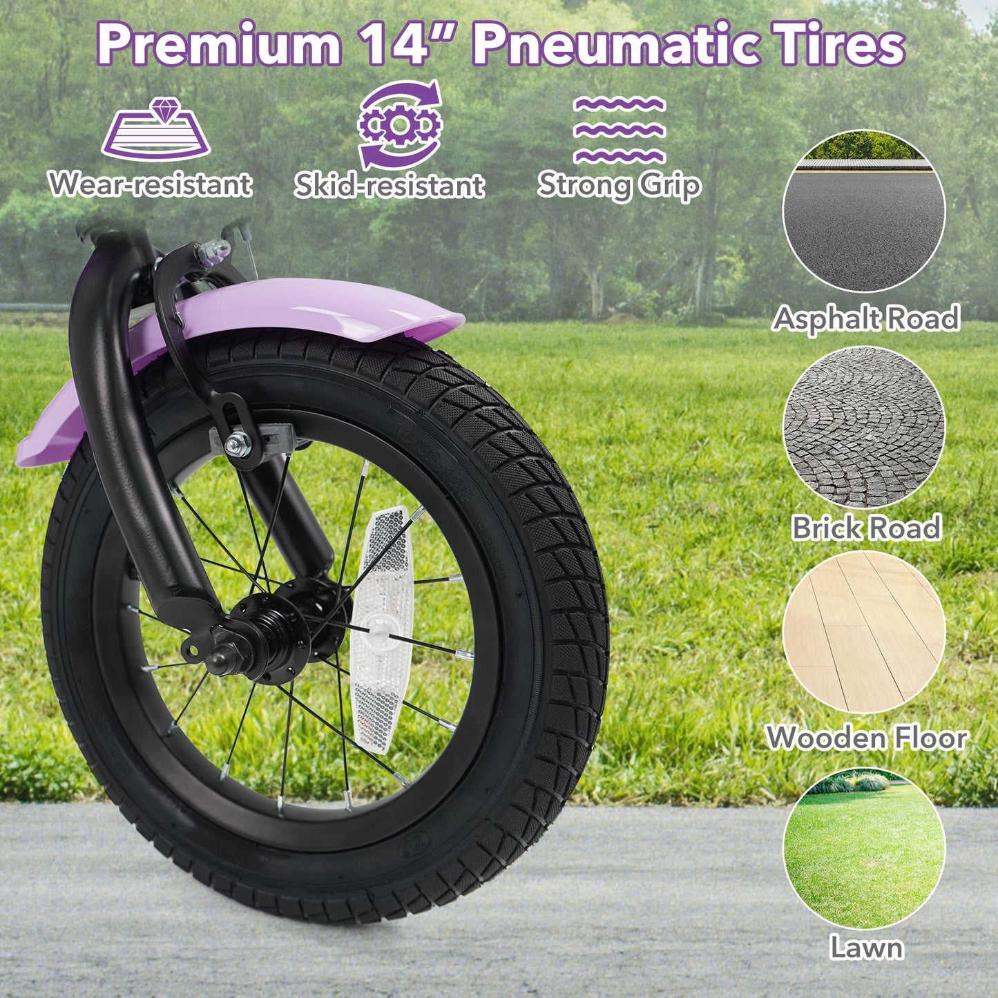 14 Inch Kids Bike with Training Wheels for Aged 3-5 Years Old - Magic Purple, Purple Kids Bike at Gallery Canada