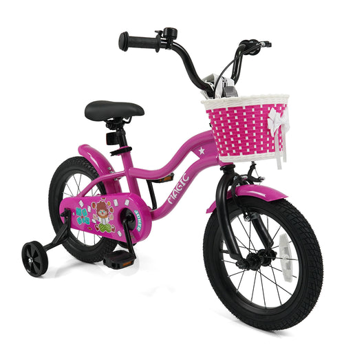 14 Inch Kids Bike with Training Wheels for Aged 3-5 Years Old - Magic Rose, Rose Red