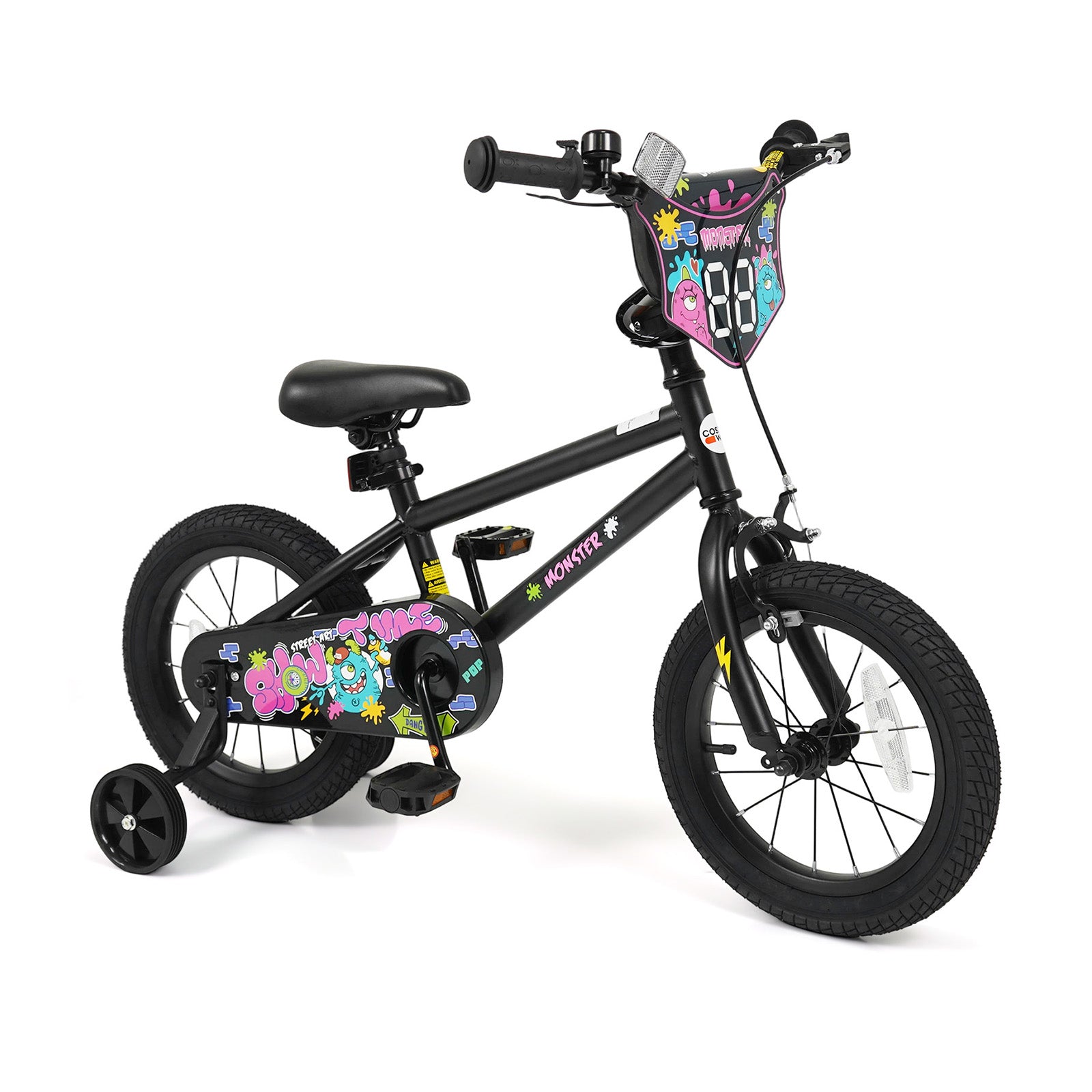 14 Inch Kids Bike with Training Wheels for Ages 3-5 Years Old Black- Street Art Time, Black Kids Bike Black at Gallery Canada
