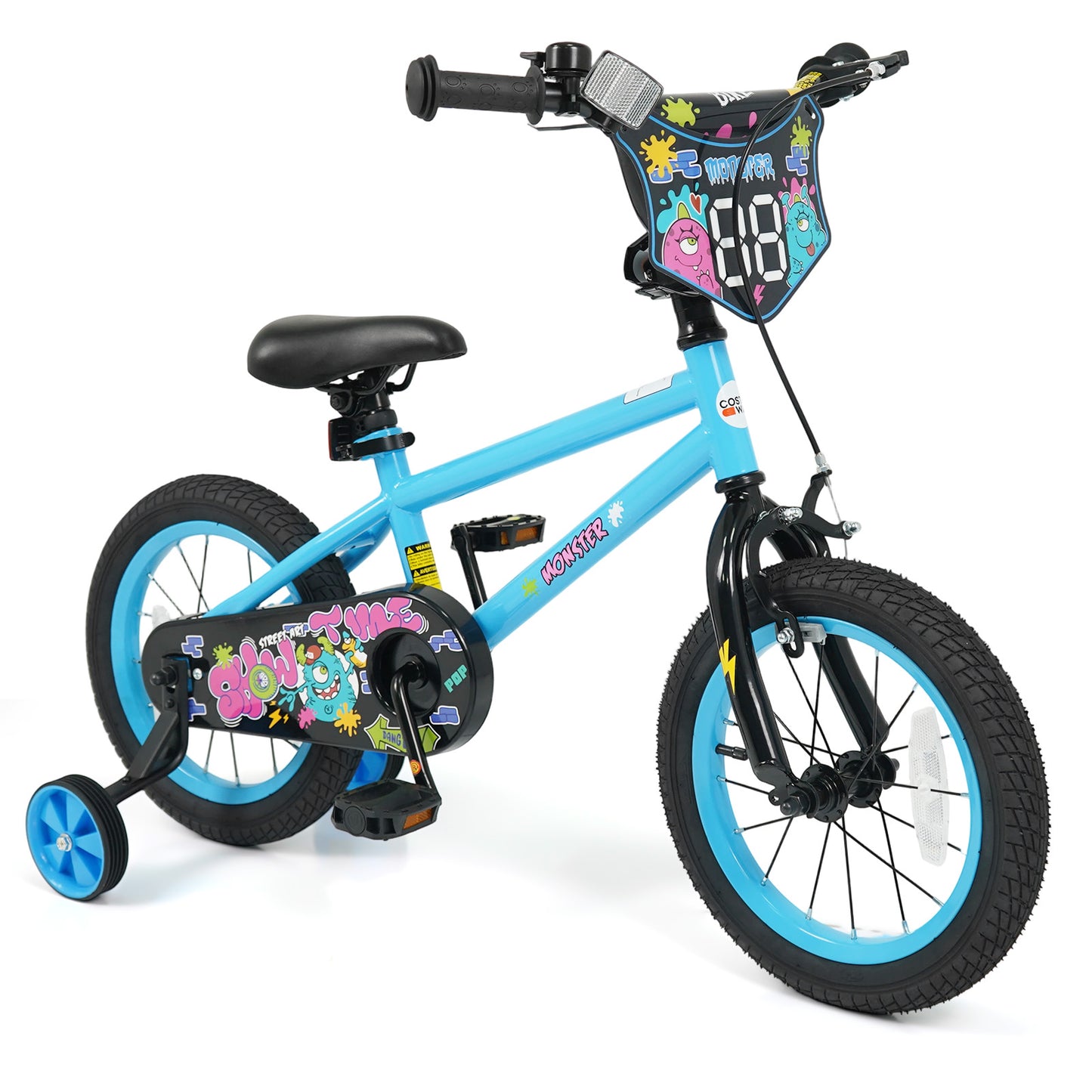 14 Inch Kids Bike with Training Wheels for Ages 3-5 Years Old Blue- Street Art Time, Blue Kids Bike Blue at Gallery Canada