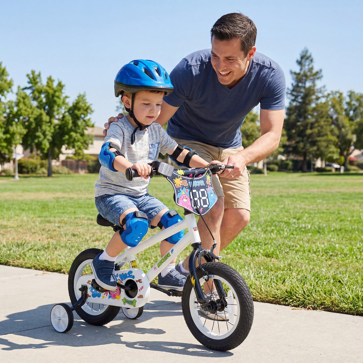 14 Inch Kids Bike with Training Wheels for Ages 3-5 Years Old White- Street Art Time, White Kids Bike at Gallery Canada