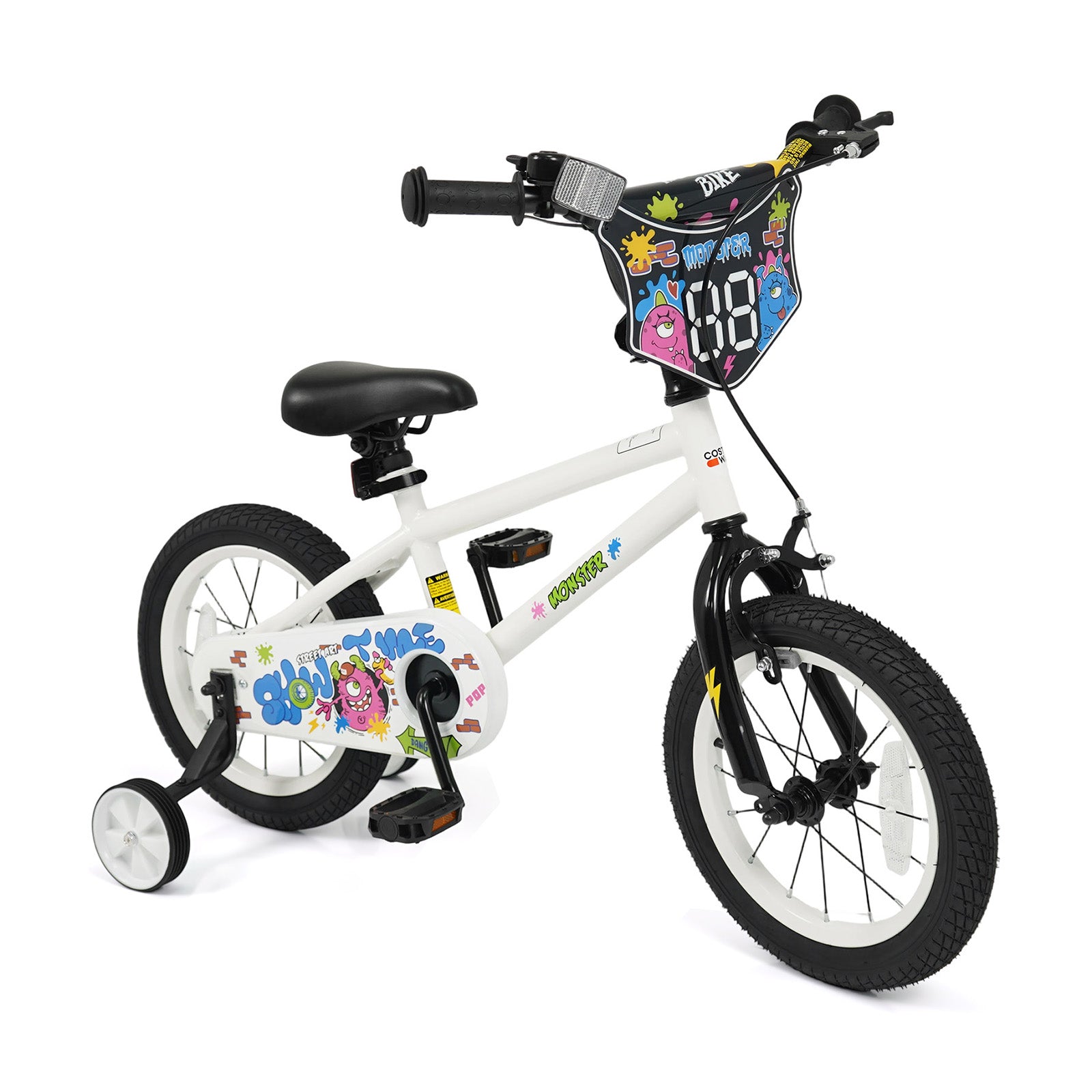 14 Inch Kids Bike with Training Wheels for Ages 3-5 Years Old White- Street Art Time, White Kids Bike at Gallery Canada