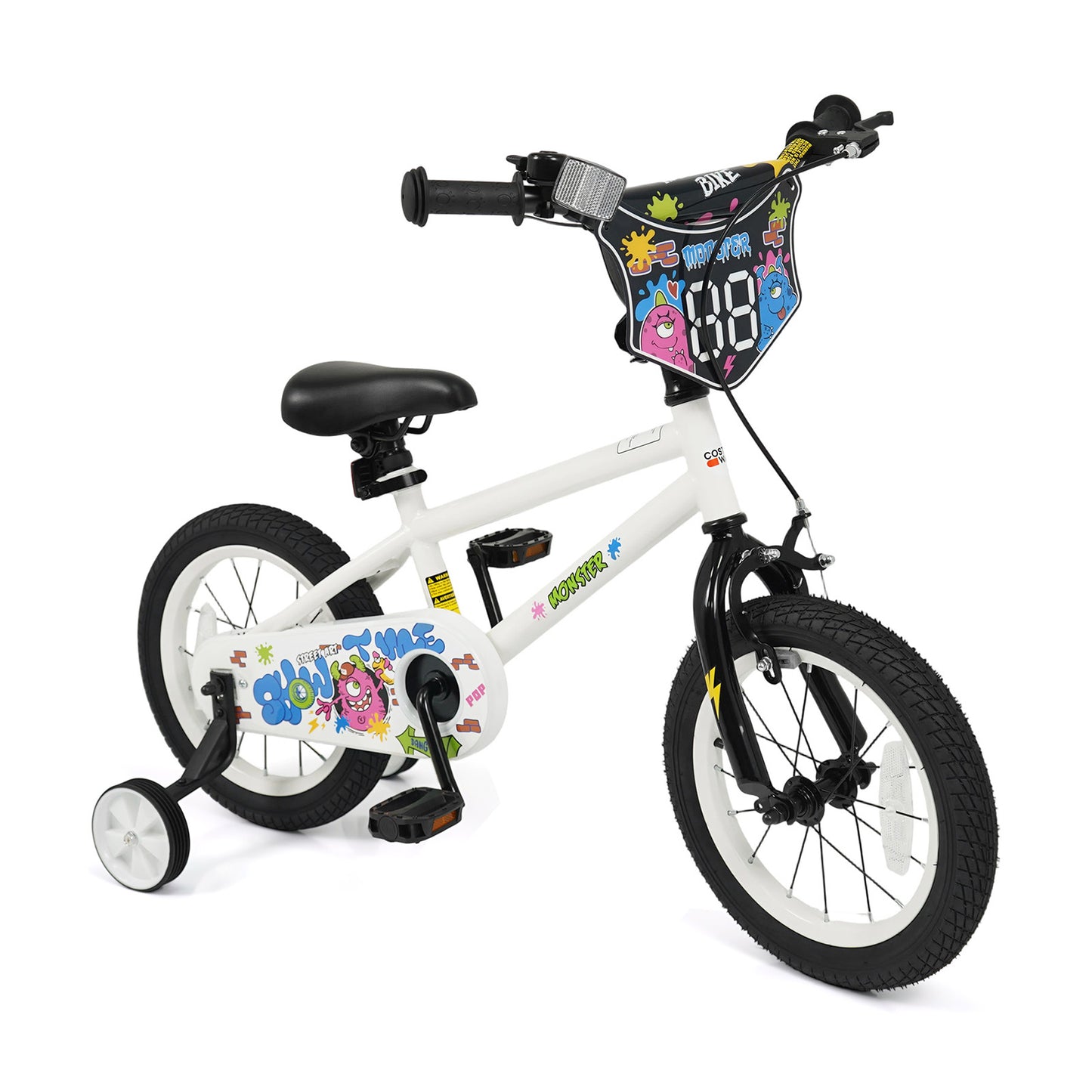14 Inch Kids Bike with Training Wheels for Ages 3-5 Years Old White- Street Art Time, White Kids Bike at Gallery Canada