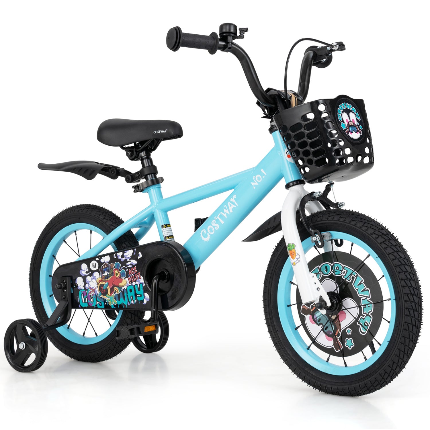14 Inch Kids Bike, Adjustable Handlebar And Saddle, 3-5 Years Old, Blue Kids Bike Blue at Gallery Canada